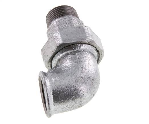 90deg Angled Union Connector 1'' Male R x Female Rp Cast Iron Flat Seal Centellen 25bar (351.25psi)