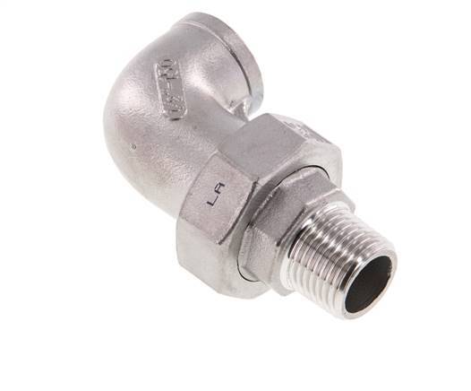 90deg Angled Union Connector 1/2'' Male R x Female Rp Stainless Steel Flat Seal PTFE 16bar (224.8psi)