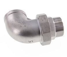 90deg Angled Union Connector 1 1/4'' Male R x Female Rp Stainless Steel Flat Seal PTFE 16bar (224.8psi)