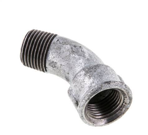 Elbow Fitting 45deg R1/2'' Male x Rp1/2'' Female Cast Iron 25bar (351.25psi) [2 Pieces]