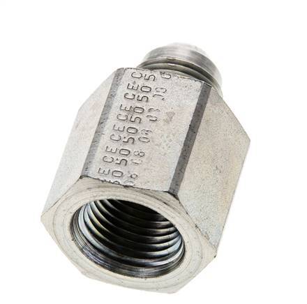 JIC Reducing Nipple UNF 3/4''-16 Male x 1/2'' NPT Female Steel 210bar (2950.5psi)