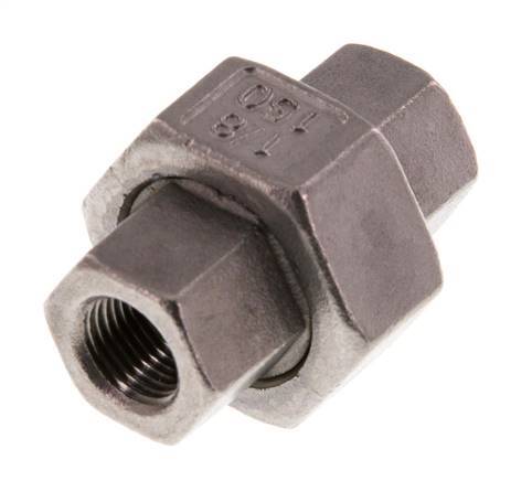 Union Straight Connector Rp1/8'' Female Stainless Steel Flat Seal PTFE 16bar (224.8psi)
