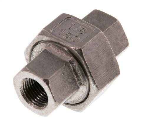 Union Straight Connector Rp1/8'' Female Stainless Steel Flat Seal PTFE 16bar (224.8psi)