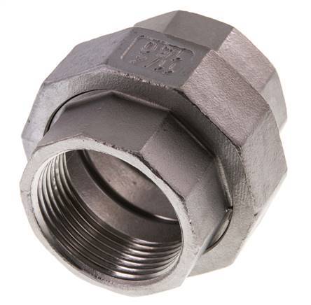 Union Straight Connector Rp1 1/4'' Female Stainless Steel Flat Seal PTFE 16bar (224.8psi)