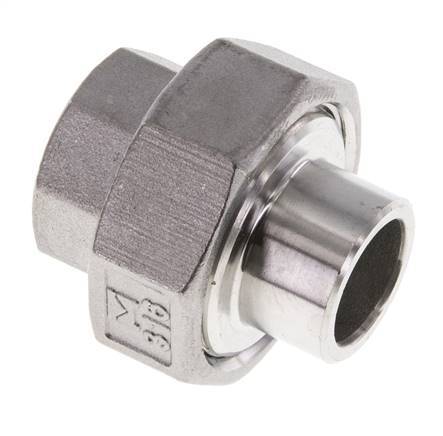 Union Straight Connector Rp1/2'' Female x 21.3mm Weld End Stainless Steel Conical Seal 16bar (224.8psi)