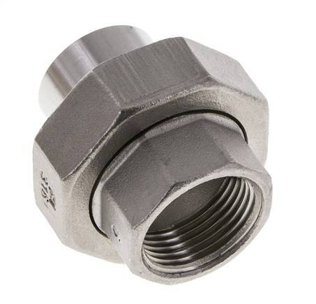Union Straight Connector Rp3/8'' Female x 17.2mm Weld End Stainless Steel Flat Seal PTFE 150bar (2107.5psi)