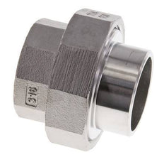 Union Straight Connector Rp1 1/4'' Female x 42.4mm Weld End Stainless Steel Flat Seal PTFE 150bar (2107.5psi)