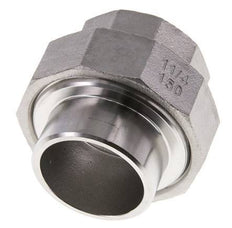 Union Straight Connector Rp1 1/4'' Female x 42.4mm Weld End Stainless Steel Flat Seal PTFE 150bar (2107.5psi)
