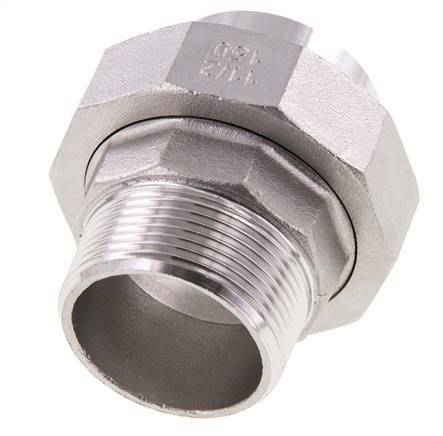 Union Straight Connector R1 1/2'' Male x 48.3mm Weld End Stainless Steel Conical Seal 16bar (224.8psi)