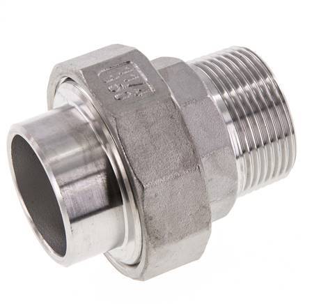 Union Straight Connector R1 1/4'' Male x 42.4mm Weld End Stainless Steel Conical Seal 16bar (224.8psi)