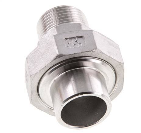 Union Straight Connector R3/4'' Male x 26.9mm Weld End Stainless Steel Flat Seal PTFE 16bar (224.8psi)