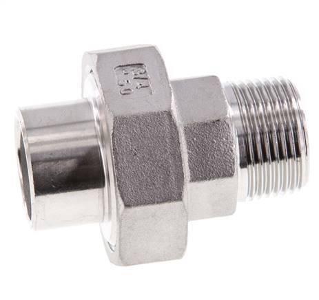 Union Straight Connector R3/4'' Male x 26.9mm Weld End Stainless Steel Flat Seal PTFE 16bar (224.8psi)