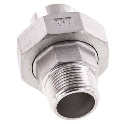 Union Straight Connector R3/4'' Male x 26.9mm Weld End Stainless Steel Flat Seal PTFE 16bar (224.8psi)