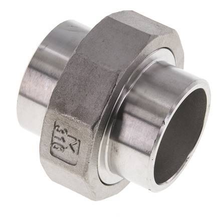 Union Straight Connector 42.4mm Weld End Stainless Steel Conical Seal 16bar (224.8psi)