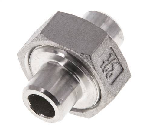 Union Straight Connector 13.5mm Weld End Stainless Steel Conical Seal 16bar (224.8psi)