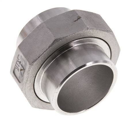Union Straight Connector 48.3mm Weld End Stainless Steel Conical Seal 16bar (224.8psi)