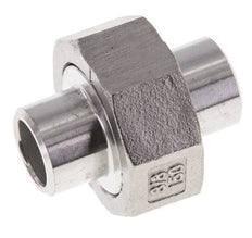 Union Straight Connector 17.2mm Weld End Stainless Steel Flat Seal PTFE 16bar (224.8psi)