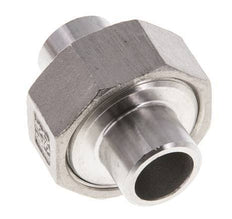 Union Straight Connector 17.2mm Weld End Stainless Steel Flat Seal PTFE 16bar (224.8psi)