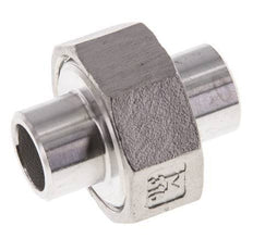Union Straight Connector 17.2mm Weld End Stainless Steel Flat Seal PTFE 16bar (224.8psi)