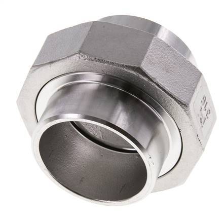 Union Straight Connector 48.3mm Weld End Stainless Steel Flat Seal PTFE 16bar (224.8psi)