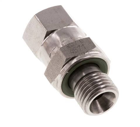 JIC Reducing Nipple UNF 1/2''-20 Female x G1/4'' Male Adjustable Stainless Steel 275bar (3863.75psi)