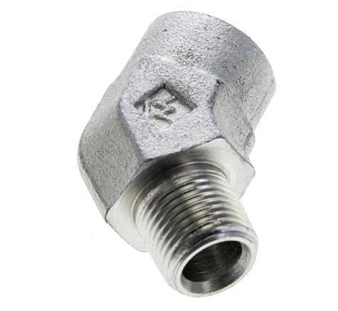 45deg Angled Fitting 3/8'' NPT Male x Female Steel 210bar (2950.5psi)