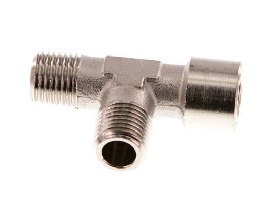 Tee Fitting Right Angle R1/4'' Male x G1/4'' Female Nickel-plated Brass 16bar (224.8psi) [2 Pieces]