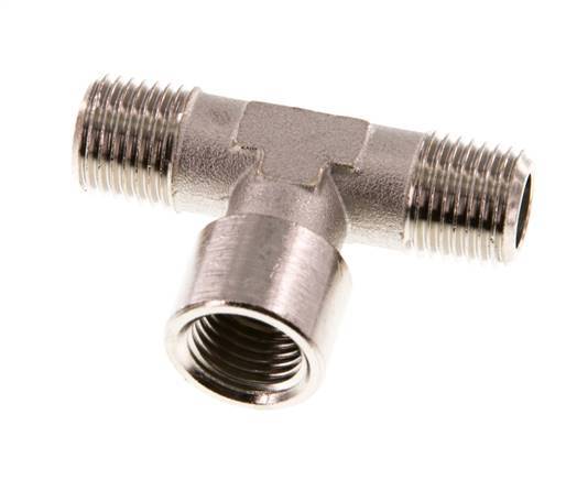 Tee Fitting R1/4'' Male x G1/4'' Female Nickel-plated Brass 16bar (224.8psi) [2 Pieces]