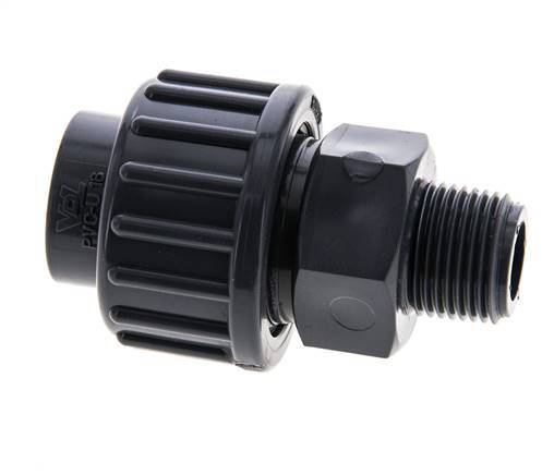 PVC Union Fitting Female Socket 16mm x Male R 3/8'' FKM