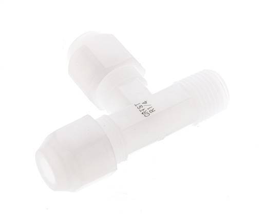 6x8mm & R1/4'' PVDF Right Angle Tee Hose Fitting with Male Threads 10bar/145psi