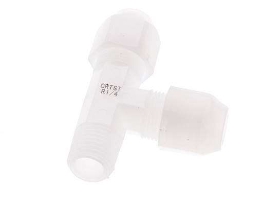 6x8mm & R1/4'' PVDF Right Angle Tee Hose Fitting with Male Threads 10bar/145psi
