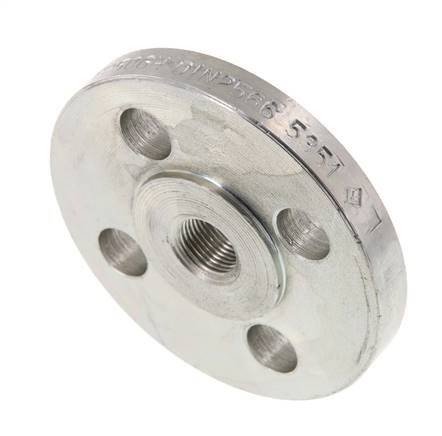 Threaded Flange DN10-PN16 Rp 3/8'' Zinc-Plated Steel DIN 2566