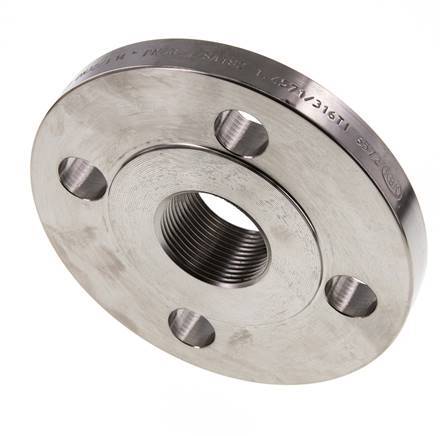 Threaded Flange DN20-PN16 (EN) Rp 3/4'' Stainless Steel 1.4571 EN 1092-1 (type 13)