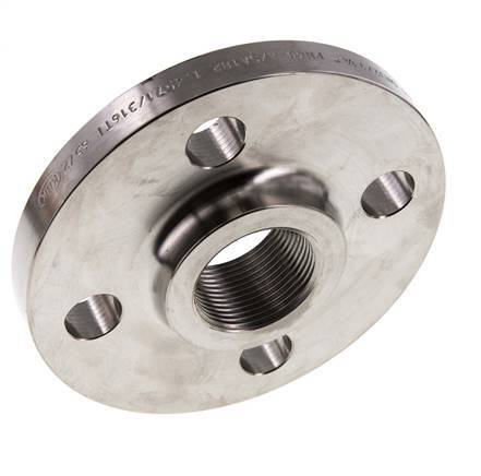 Threaded Flange DN20-PN16 (EN) Rp 3/4'' Stainless Steel 1.4571 EN 1092-1 (type 13)