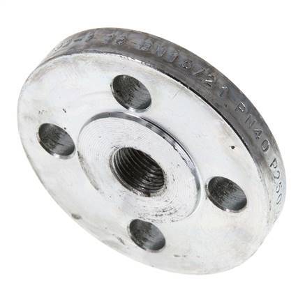 Threaded Flange DN15-PN40 Rp 1/2'' Zinc-Plated Steel DIN 2567 And EN 1092-1 (Type 13)