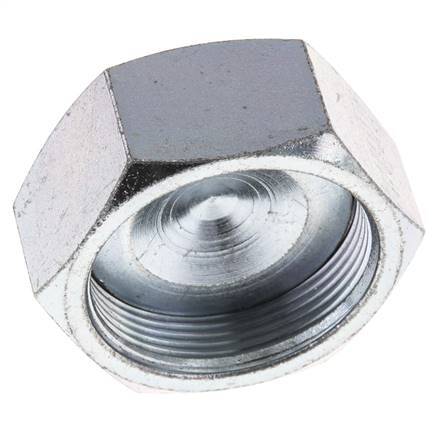 UN 2''-12 Zinc plated Steel End cap ORFS 250 Bar