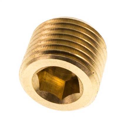 M10x1 Brass Closing plug with Inner Hex without collar (conical) 16 Bar [10 Pieces]
