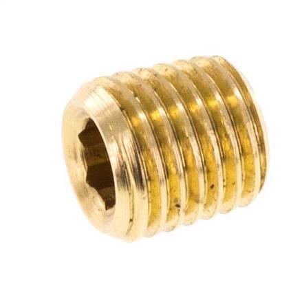 M8x1 Brass Closing plug with Inner Hex without collar (conical) 16 Bar [5 Pieces]