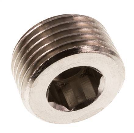 1/2'' Nickel plated Brass Closing plug with Inner Hex without collar 16 Bar [5 Pieces]