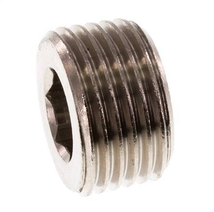 1/2'' Nickel plated Brass Closing plug with Inner Hex without collar 16 Bar [5 Pieces]