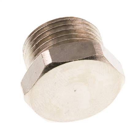 G 3/8'' Nickel plated Brass Closing plug with Outer Hex 16 Bar [5 Pieces]