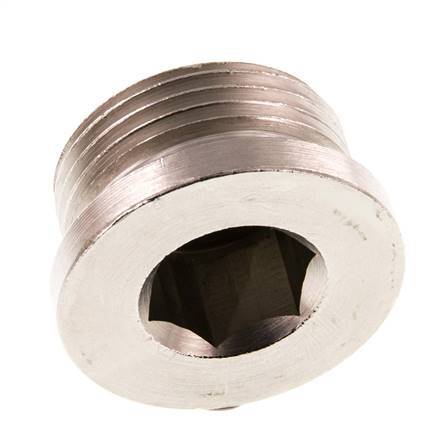 G 1'' Nickel plated Brass Closing plug with Inner Hex 16 Bar