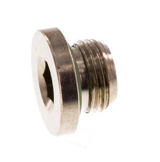 G 1/8'' Nickel plated Brass Closing plug with Inner Hex and FKM Seal 16 Bar [5 Pieces]
