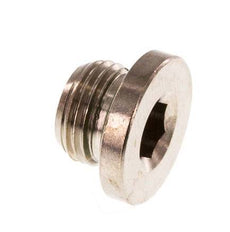 G 1/8'' Nickel plated Brass Closing plug with Inner Hex and FKM Seal 16 Bar [5 Pieces]
