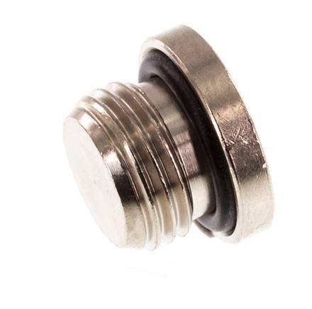 G 1/4'' Nickel plated Brass Closing plug with Inner Hex and NBR Seal 16 Bar [5 Pieces]