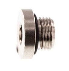 G 1/8'' Nickel plated Brass Closing plug with Inner Hex and NBR Seal 16 Bar [10 Pieces]