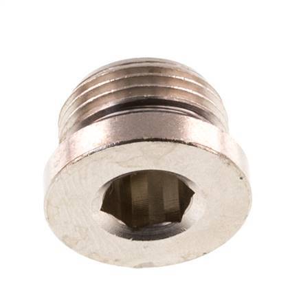 G 3/8'' Nickel plated Brass Closing plug with Inner Hex and NBR Seal 16 Bar [5 Pieces]