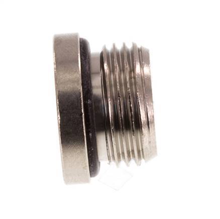 G 3/8'' Nickel plated Brass Closing plug with Inner Hex and NBR Seal 16 Bar [5 Pieces]