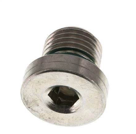 G 1/4'' Male Zinc plated Steel Closing plug with Inner Hex and FKM Seal 400 Bar [5 Pieces]