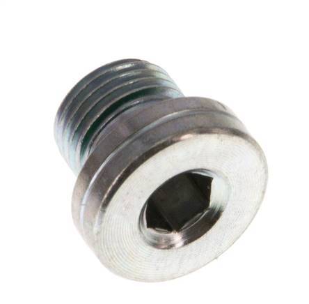 G 1/8'' Male Zinc plated Steel Closing plug with Inner Hex and FKM Seal 400 Bar [5 Pieces]